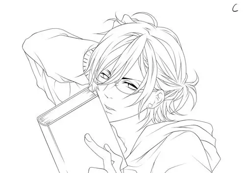 线稿 简单手绘 次元男生