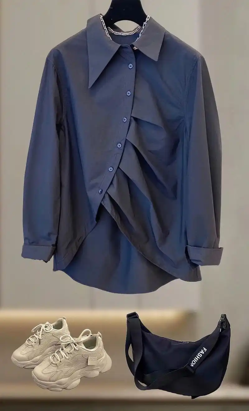 春季新款设计感不规则衬衫,你get了吗?春 - 抖音