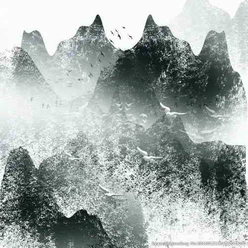 黑白山水画图片