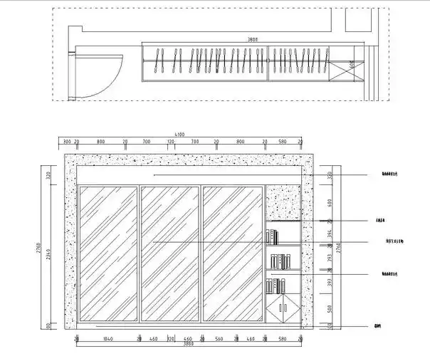 主卧衣柜立面图一