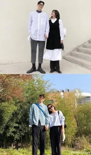 最萌的身高差,搭配上简约的衣服,会有一种清新的感觉.