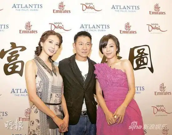 林志玲(左起),刘德华与张静初远赴迪拜为电影《富春山居图》宣传造势.