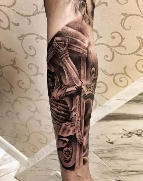 地狱天使纹身图片成品写实欧美肖像手臂原创宗教纹身图案