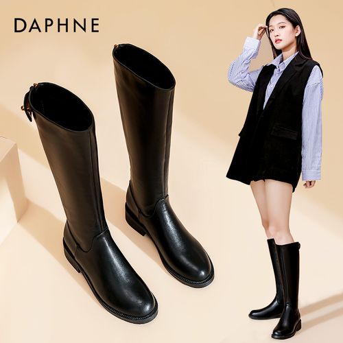 达芙妮官方旗舰店长筒靴女骑士靴2022春款女鞋显瘦厚底鞋子女靴子