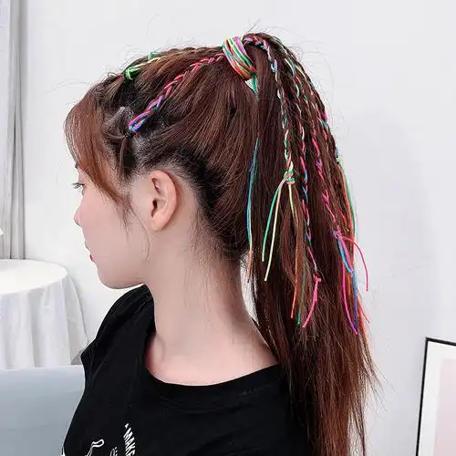 编发彩绳头绳七彩丝带脏辫神器儿童脏脏彩色发饰