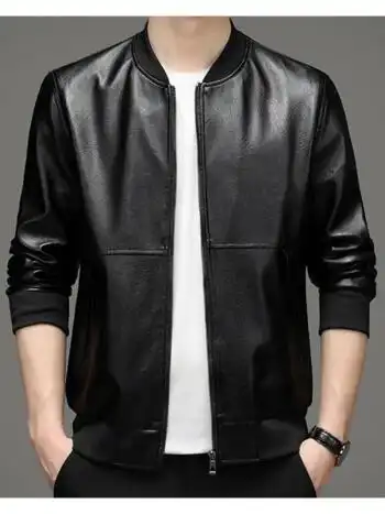 男士感春秋皮夹克外套2022新款冬季男痞帅风皮衣易穿搭 ef-828黑色 50