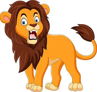 孤立在白色背景上的卡通狮子咆哮