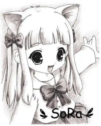 动漫人物简笔画正面长发可爱