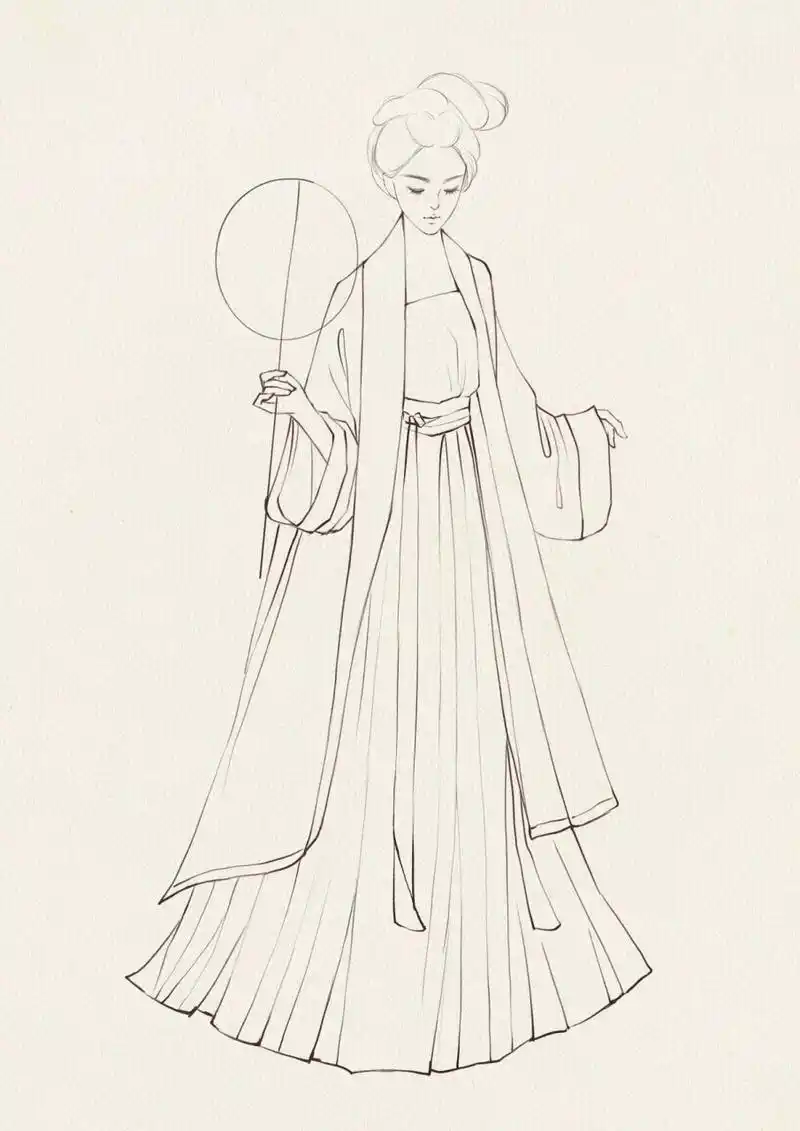 古风水彩板绘速涂练习-贵妃(附线稿) 课堂练习ps绘制