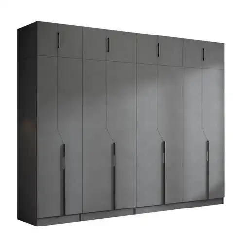 衣柜家用卧室现代简约灰色木质组合二四六八门整体组装北欧大衣橱