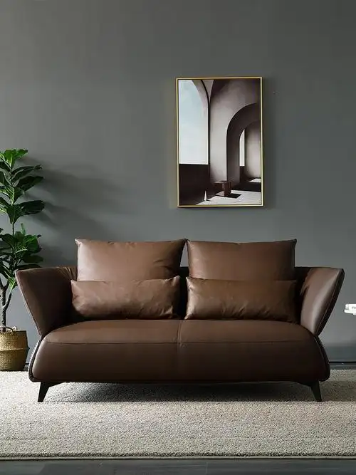 意式极简真皮沙发轻奢北欧现代简约风格书房客厅整装皮艺沙发