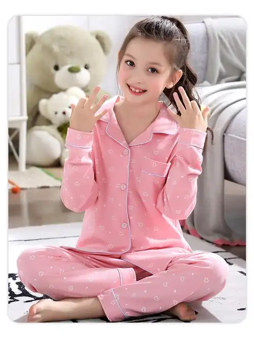 女童睡衣儿童春秋季纯棉长袖女孩15中大童12岁家居服全棉薄款套装
