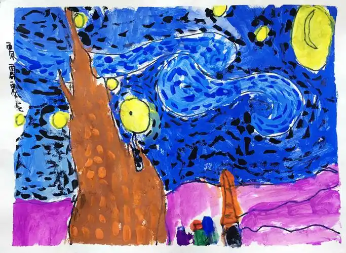 大班水粉画星空