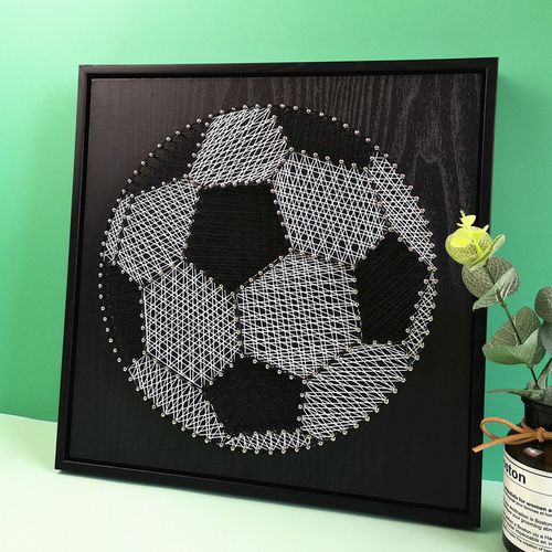 足球纱线diy手工手工制制作材料钉子绕线画家居装饰diy