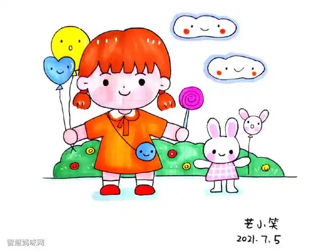 可可爱爱小女孩简笔画图片