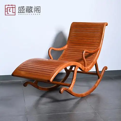 红木家具缅甸花梨木摇椅躺椅家用中式摇摇椅仿古逍遥椅实木午睡椅