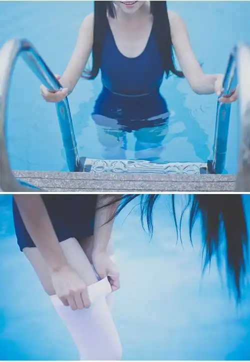 死库水学生死库水スクール水着学校泳装固定胸垫深蓝色泳衣 黑色 l码