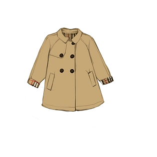 手绘棕色大衣带格纹