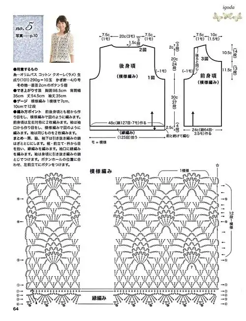 编织教程 女士春夏编织款式之钩针菠萝花样百搭开衫 用线:【蔚落手工