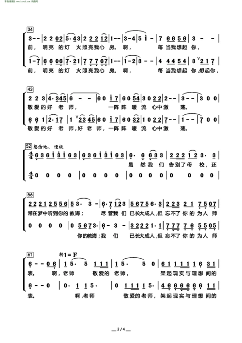 每当想起你 女声小合唱 歌谱 简谱