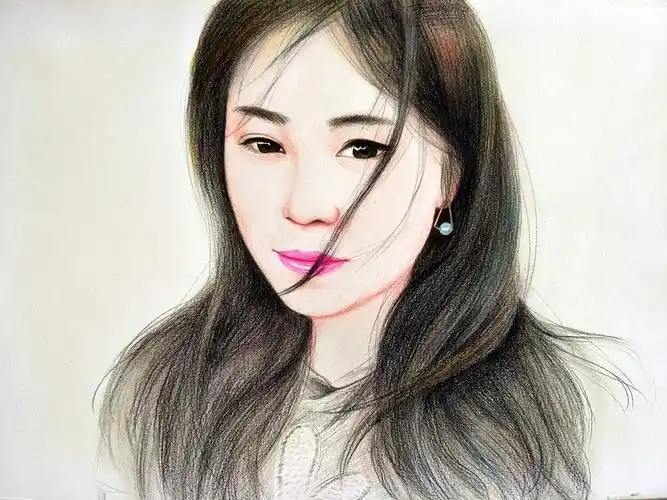 彩铅美女肖像画---叶青(过程)