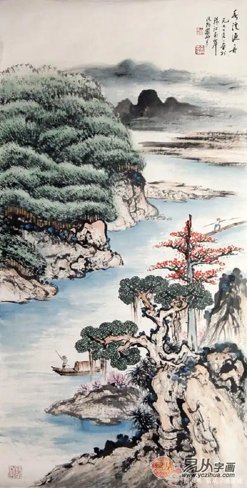 关山月三尺竖幅山水画《山水》作品来源:易从网