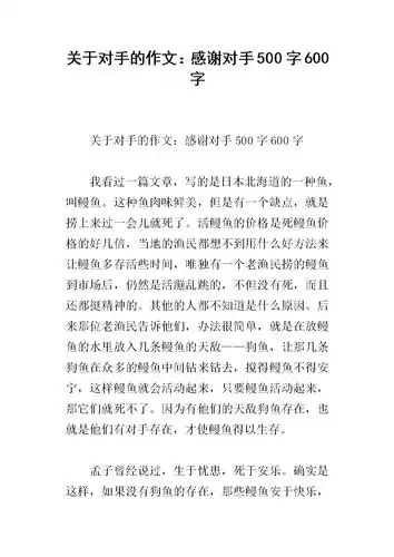 关于对手的作文:感谢对手500字600字.docx