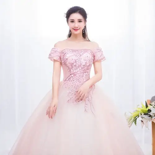 艺考晚礼服新款一字端庄大气宴会彩纱独唱演出服礼服