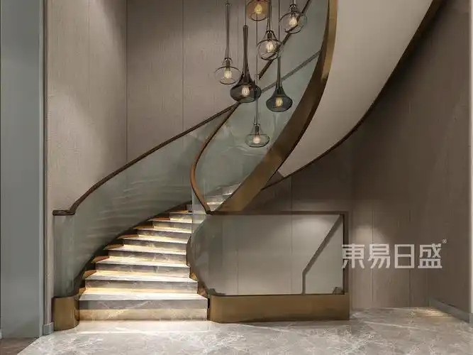 旋转楼梯轻奢风格装修效果图效果图