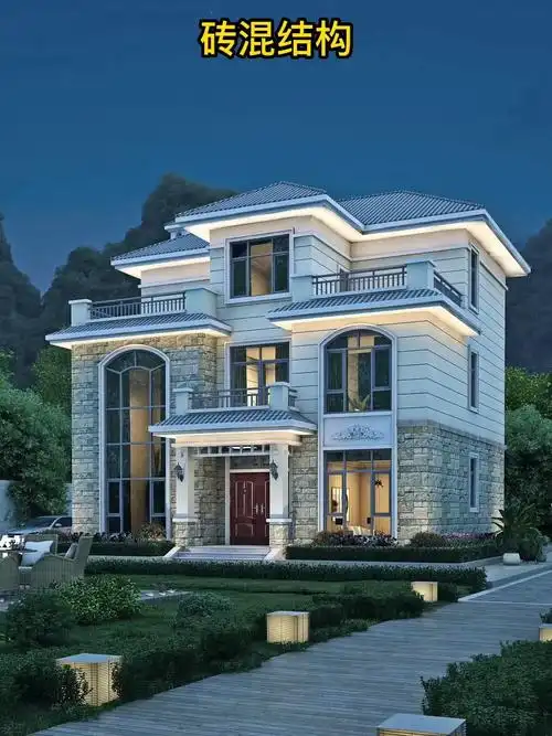 三层带露台复式自建别墅占地130平