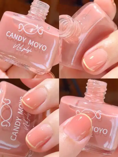 纯欲天花板法式边边61水嫩蜜桃色指甲油