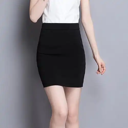 13#弹力包臀裙半身裙包裙春夏黑色工作裙弹力一步裙新款职业短裙