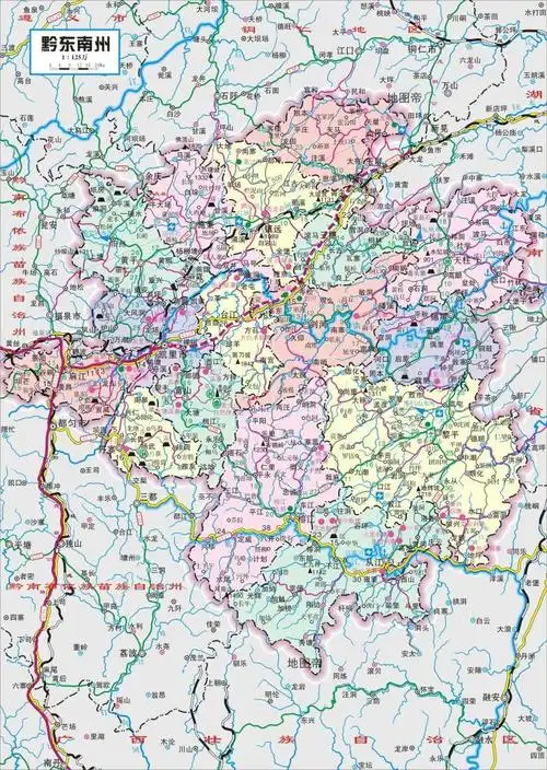 图-黔东南州地图黔南州,位于贵州省南部,南接广西,州府驻地是都匀市.