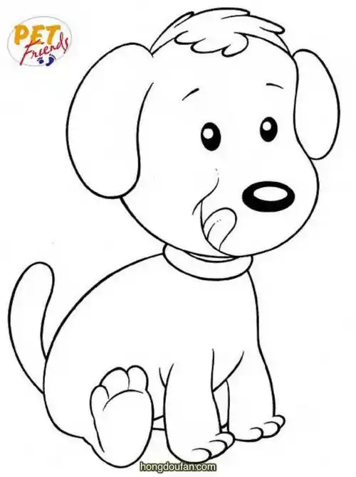 坐在地上吐着舌头的小狗宝宝幼儿简笔画大全