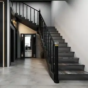 北欧现代简约轻奢台楼梯扶手立柱平台护栏飘窗围栏家用楼梯铁艺