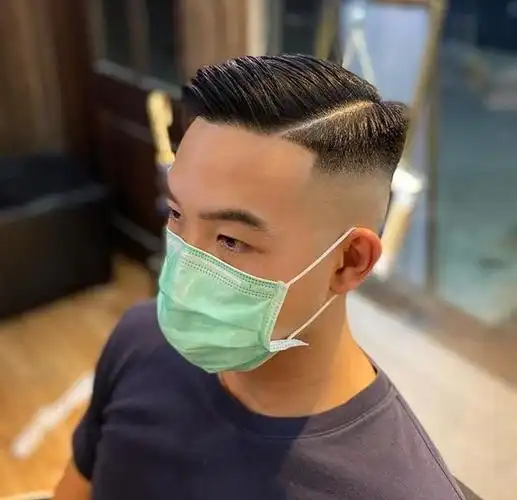 "侧背"发型①现在的男士"背头"发型,不再是把头发全部往后梳的造型了