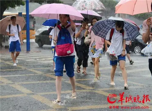 广州考生暴雨中赶考八仙过海各显神通