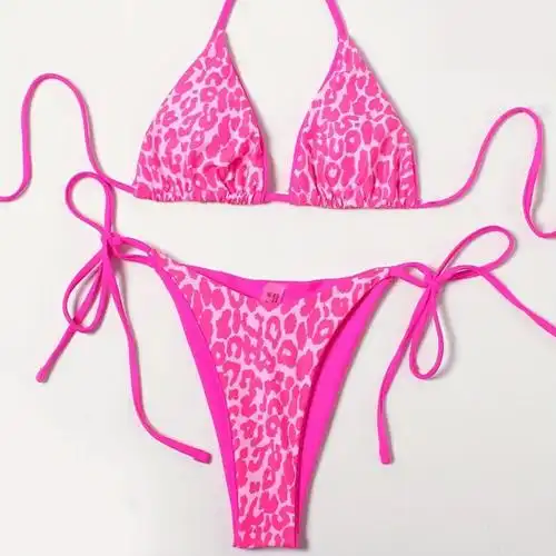 2024欧美跨境外单比基尼纯色性感女分体泳衣三角包度假沙滩泳装女