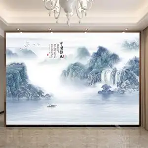 山水贴画墙贴新中式客厅背景墙装饰壁画贴纸墙画墙纸自粘风景纸画