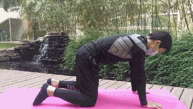 臀部向上抬起尽量与身体成为一条直线,以下每个动作做5次为一组,每天2