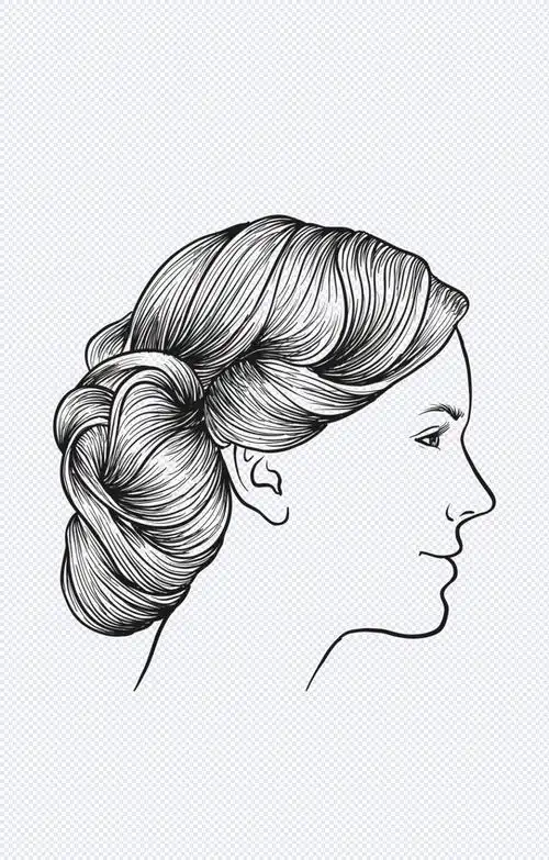 线条手绘女子侧脸矢量素材设计模板素材