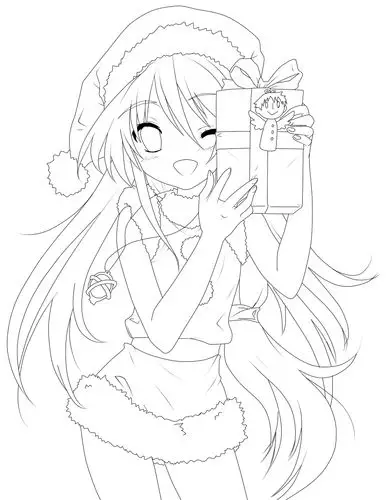 人物线稿黑白动漫素材手绘插画绘画