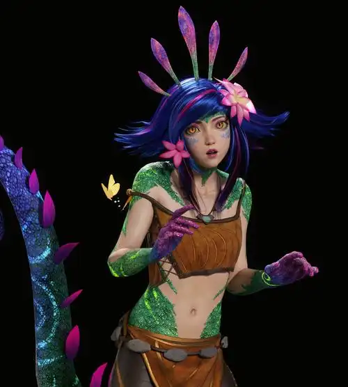 英雄联盟万花通灵—妮蔻(美国3d角色设计师ama ro)