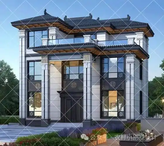 20款最漂亮的农村三层新中式自建房,农村最受欢迎三层新中式别墅_图纸