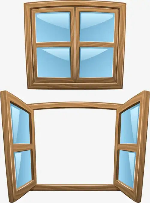 窗户卡通橙色矢量