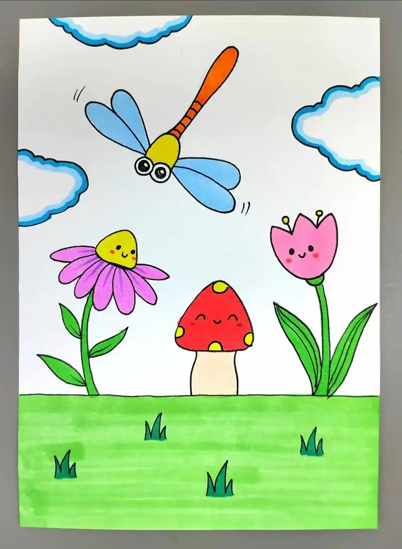 一起来画漂亮的小蜻蜓,简单好看,快来试试吧#图文伙伴计划 # - 抖音