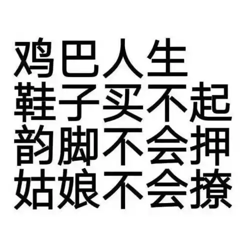 鸡巴人生,鞋子买不起,韵脚不会押,姑娘不会撩