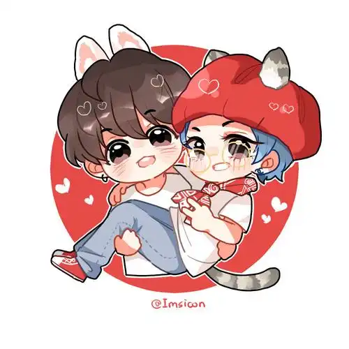 田柾国金泰亨 防弹少年团饭绘 bts饭绘 正泰女孩bts 饭绘/动漫/漫男头