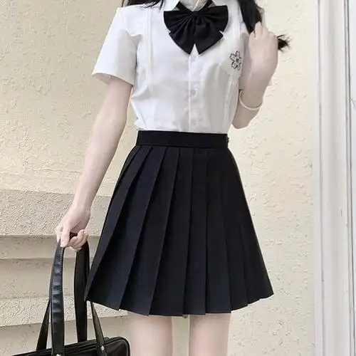 纯色jk裙子绀色jk制服jk百褶裙女夏季款a字半身裙短裙高腰没内衬