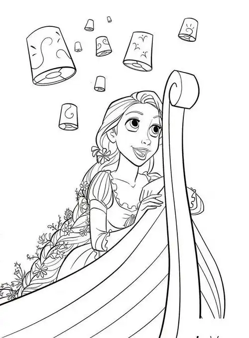 欣赏天灯的长发公主简笔画作品长发公主乐佩简笔画